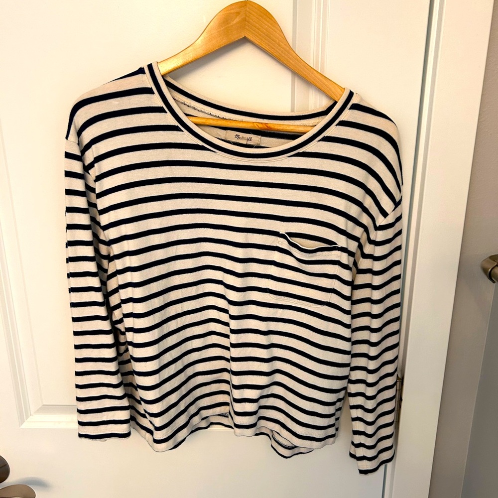 Madewell cropped striped sweater shirt